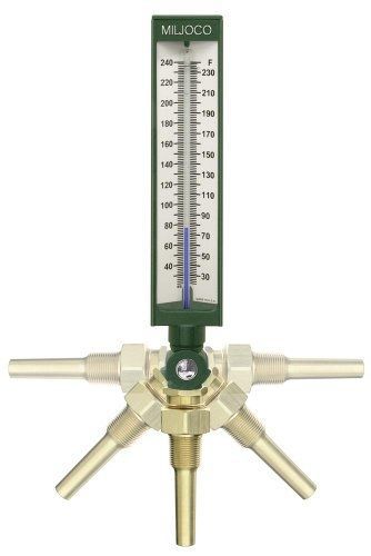 Miljoco SX93550 Industrial Thermometer, Adjustable Angle Fitting, 3-1/2&#034;