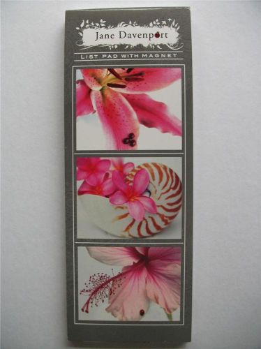 Magnetic List Note Pad To Do Shopping List Pink Sea &amp; Floral Jane Davenport 50pg