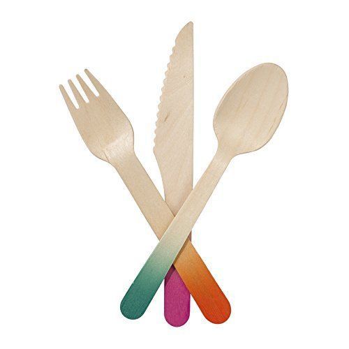 Talking Tables Tropical Fiesta Wooden Party Cutlery for 6 People