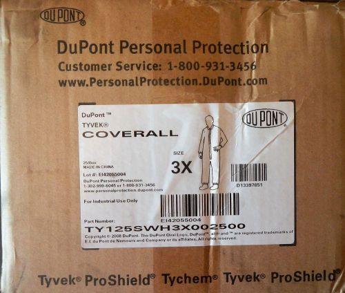 Dupont ty125swh3x002500 tyvek white disposable coveralls 3xl qty 25 for sale