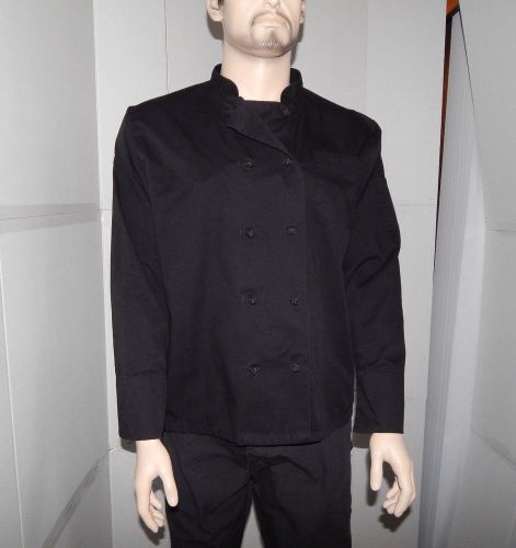 Chefwear mens chef uniform top black polyester blend long sleeve pen pocket szXL
