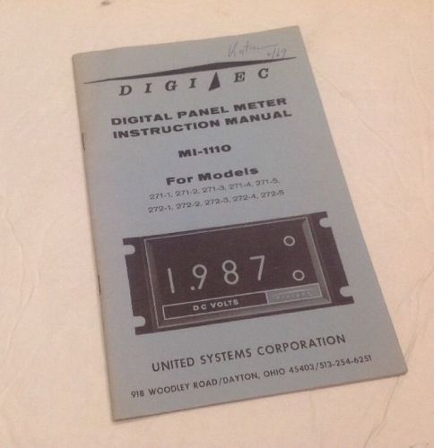 Digitec Panel Meter Instruction Manual MI-1110