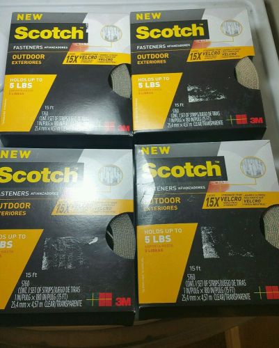 4 PACKS Scotch Outdoor Fasteners, Clear, 1 in x 15 ft