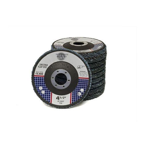 4.5&#034; x 7/8&#034; premium zirconia flap disc grinding wheel 40 grit type 29 - 10 pack for sale