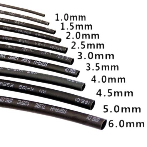 Dia.1/2/3/4/6/8/10/11/12/13/14/16/18mm Heat Shrink Tubing Shrinkable Tube Black