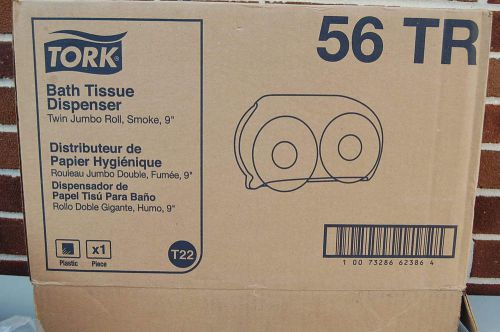 Tork 56tr toilet tissue jumbo roll twin despenser, smoke color (new) (#m4223) for sale