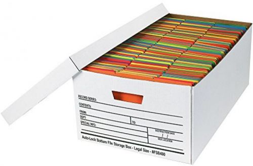 Aviditi FSB480 Auto Lock Bottom File Storage Boxes, 24 X 15 X 10 (Pack Of 12)