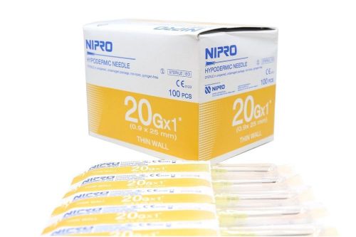 NIPRO HYPODERMIC Dispensing NEEDLE 20ga x 1&#034;(0.9 x 25 mm)100 pieces