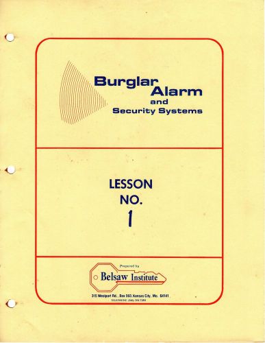 Belsaw home study course for burglar alarm &amp; security systems for sale