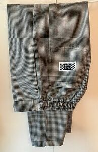 Chef Pants Chef Revival Size Medium Unisex Loose Fit Black White Houndstooth