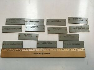 13 IDENTIFICATION TAGS 1&#034; X 3&#034; US Navy ship switchboard tags gray phenolic used