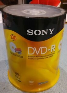 100 Pack Sony DVD-R 120 Min 4.7GB 1-16X Disc 100DMR47RSP New &amp; Sealed