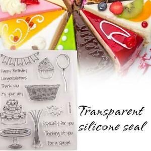 Happy Birthday Silicone Clear Stamp Transparent Rubber Stamps DIY 15.5x20.5cm