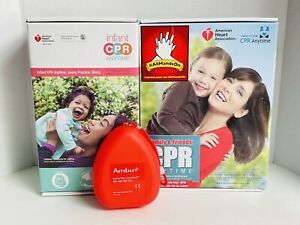 ALL NEW American Heart Association Infant Adult CPR Manikin Set Rescue Mask Set