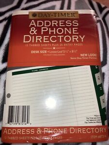 Day-timer Address &amp; phone directory 12 tabbed sheets 25 entry pages item 87216