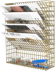 EasyPAG Mesh Wall File Holder 5 Tier Vertical Mount/Hanging Organizer with Flat