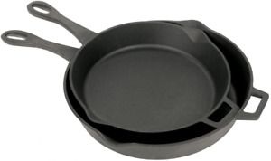 Bayou Classic 7453 Cast Iron Skillet Set, 12-Inch and Black