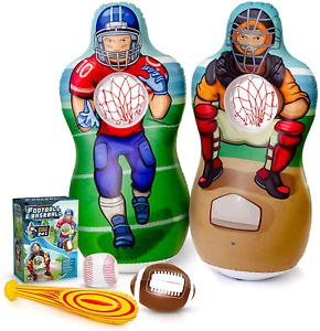 Super Pumped! Inflatable Double-Sided Baseball &amp; Football Target Set | Blow Up T
