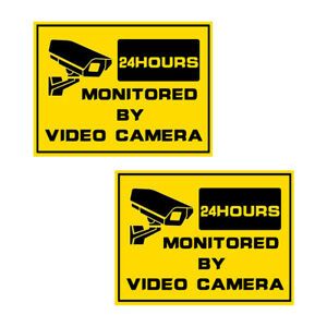 2pcs Security anti-theft alarm warning stickers warning signs CCTV monitoring