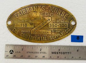 Brass Tag for FAIRBANKS MORSE ZC 118 Hit Miss Engine Tractor Antique Name Plate