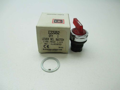 NEW CUTLER HAMMER E22W52 2 POSITION ILLUMINATED RED SELECTOR SWITCH D393232