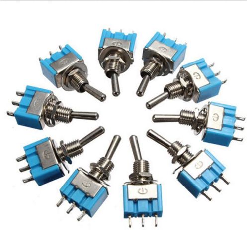 10pcs mini mts-102 3-pin spdt on-on 6a 125vac toggle switches new cafm for sale