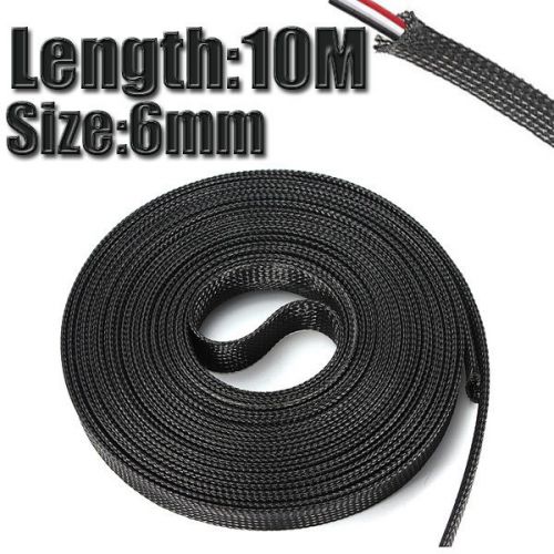 6mm 10m/393inch pet braided expandable auto wire cable gland sleeves sleeving for sale