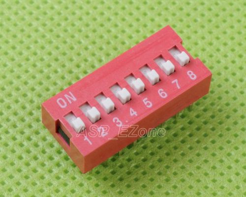 10pcs Red 2.54mm Pitch 8-Bit 8 Positions Ways Slide Type DIP Switch