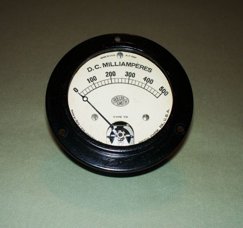 Vintage Roller Smith D.C. 0-500 MilliAmpere Analog Panel Meter  USA