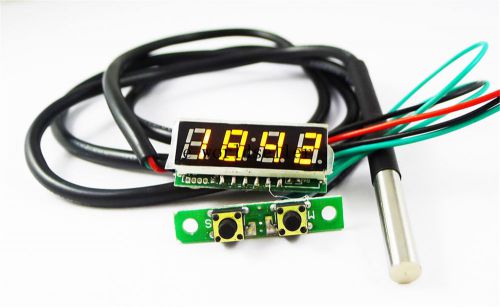 0-30v yellow led voltmeter digital  thermometer car clock dc voltage meter 12/24 for sale