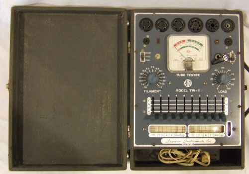 Vintage superior instruments model tw-11 tube tester in hard gray case for sale