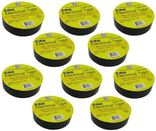 10 rolls bk 24bet60 3/4&#034; x 60 ft  black electrical tape for sale