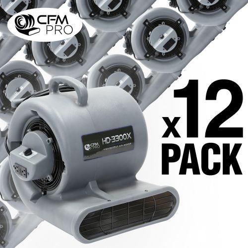 CFM Pro 3300 Air Mover Blower Carpet Dryer Floor Drying Industrial Fan - 12 Pack