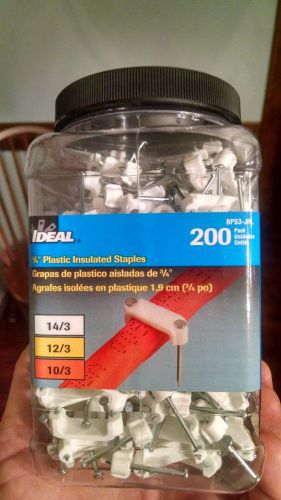 Ideal 3/4&#034; Plastic Insulated Staples 200 Count NEW BpS3-JR