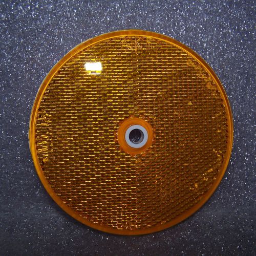 3-5/16&#034; round amber safety delineatorpost/equipment reflector (center mount) for sale