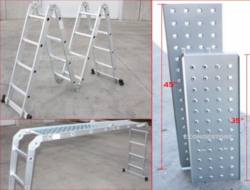 15.5 Ft Multi Purpose Aluminum Folding Step Platform Scaffold Ladder 330LB 15.5&#039;