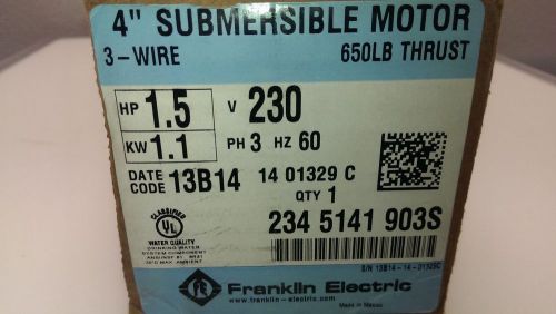 *new* franklin electric super stainless water well motor 4&#034; 1.5hp 230v 3-phase for sale