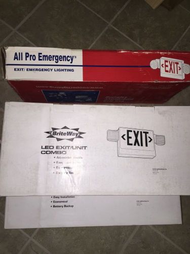 3 nib led exit signs with lights; 2 briteway, 1 cooper lighting for sale