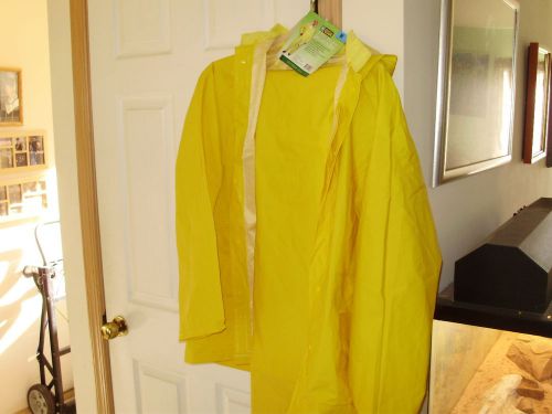 RAIN SUIT 3 piece heavy weight men&#039;s medium jacket bib and hood storm yellow NEW
