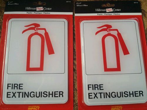 2 Hillman Sign Center Plastic Fire Extinguisher Signs 5&#034; x 7&#034; No. 847114