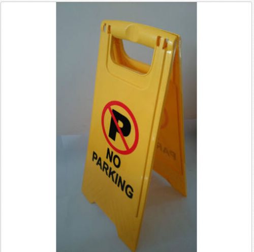 Caution No Parking Double Side Sign Warning Board Bright Yellow Plastic 24&#034;