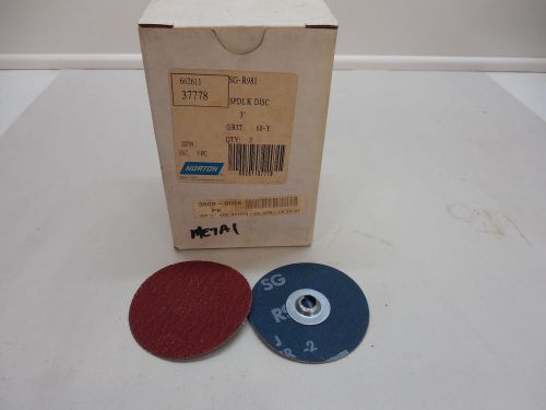 Norton #37778 speed lock sanding discs 3&#034; x 60y grit qty-25 supplies new for sale