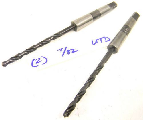 2 used union &#034;utd&#034; 7/32&#034; taper shank twist drills #1mt .2188&#034; for sale