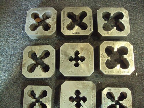 Nine vintage reed mfg. company square thread cutting die machinist pipe antique for sale