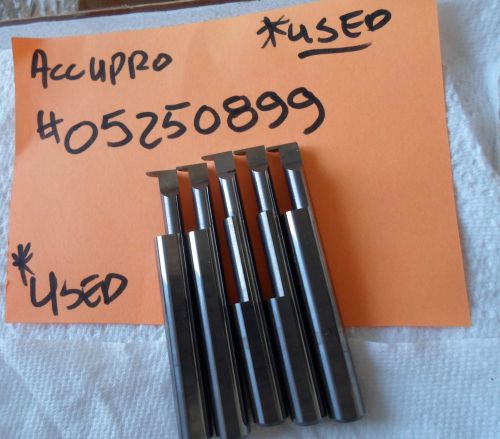 (5) ACCUPRO, Solid Carbide Groove Tools, 0.0335&#034; W, 5/16&#034; shank - USED!!!