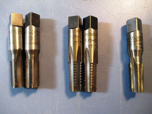 Lot of 5 pipe taps, 1/8-27 hsg, 2 nps, 2 npt int thd, 1 npt for sale