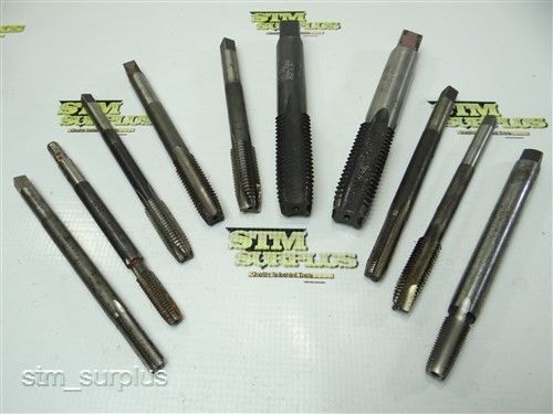 Nice lot of 10 hss hand taps 3/8&#034; -24 nf to 1&#034; -8 nc threadwell for sale