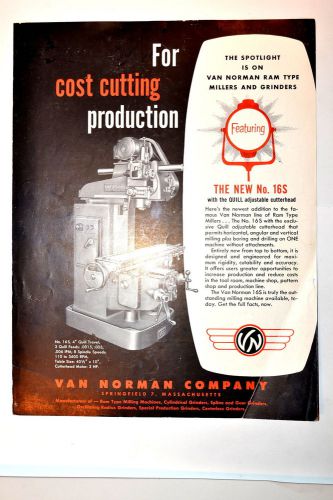 Van norman  &#034;for cost cutting production&#034; brochure #rr382 milling machine for sale