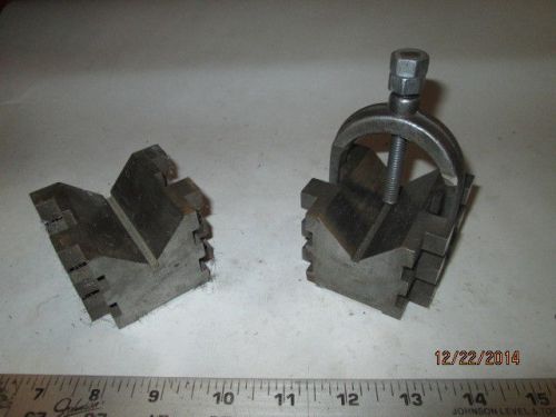 MACHINIST TOOLS LATHE MILL 2 Large Unusual Brown &amp; Sharpe V Blocks and Clamp