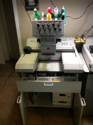 3  melco emc10/t single head 10 needle commercial embroidery machines for sale